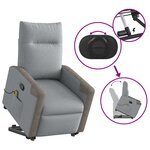 vidaXL Fauteuil de massage inclinable Gris clair Tissu
