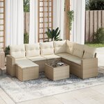 vidaXL Salon de jardin avec coussins 8 Pièces beige résine tressée