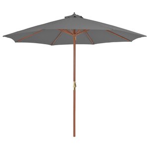 vidaXL Parasol d'extérieur avec mât en bois 300 cm anthracite