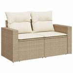 vidaXL Salon de jardin avec coussins 7 Pièces beige résine tressée