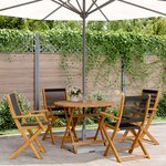 vidaXL Ensemble à manger de jardin 5Pièces noir polypropylène bois massif
