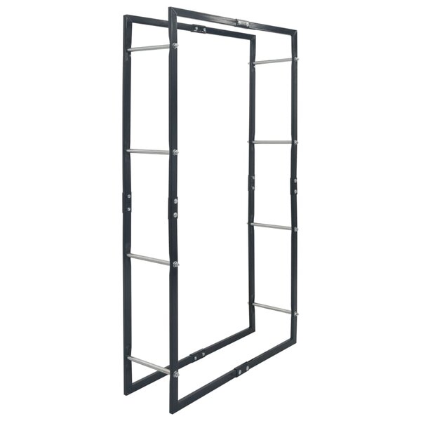 vidaXL Portant de bois de chauffage Noir 80x25x150 cm Acier