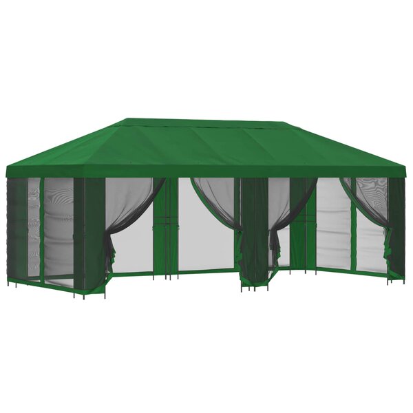 vidaXL Gazebo avec murs latéraux 6 x 3 m Vert Polyester et Acier 190