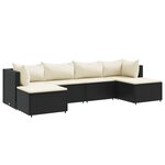 vidaXL Salon de jardin 6 Pièces avec coussins Noir Résine tressée