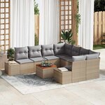 vidaXL Ensemble de canapé de jardin 9 Pièces Beige Poly rotin