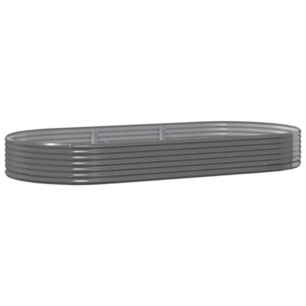 vidaXL Lit surélevé de jardin Acier galvanisé 296x140x36cm gris