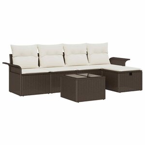 vidaXL Ensemble de canapé de jardin 6 Pièces Marron Poly rotin