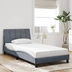 vidaXL Cadre de lit avec LED sans matelas Hanko gris foncé 100x203 cm velours