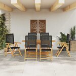 vidaXL Ensemble de salle à manger pour jardin 7 Pièces Noir