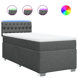 vidaXL Sommier à lattes de lit avec matelas Gris foncé 90x200 cm Tissu