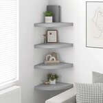 vidaXL Étagères d'angle murales 4 Pièces Gris béton 35x35x3 8 cm MDF