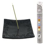 Porte-encens pierre noire Kare + 14 bâtonnets d'encens ayurvédique