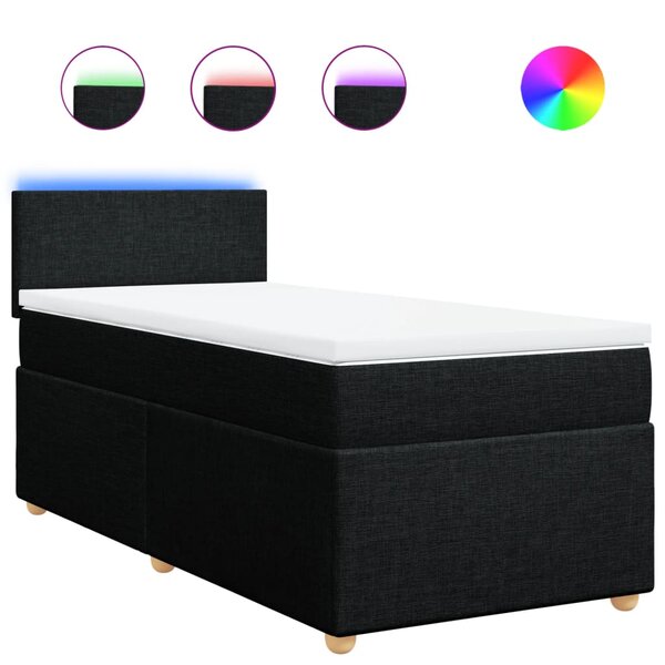 vidaXL Sommier à lattes de lit avec matelas Noir 90x190 cm Tissu