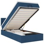 vidaXL Lit ottoman avec matelas et LED Bleu 90x200 cm Tissu