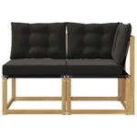 vidaXL Canapé d’extérieur milieu et coin avec coussin 2 Pièce Blanc
