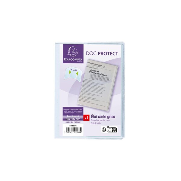 Etui De Protection Pour Carte Grise 3 Volets Pvc Lisse 20/100e - Cristal - X 10 - Exacompta