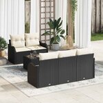 vidaXL Ensemble de canapé de jardin 6 Pièces Noir Poly rotin