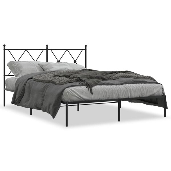vidaXL Cadre de lit métal sans matelas avec tête de lit noir 135x190cm