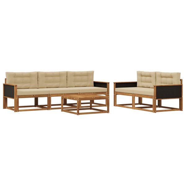 vidaXL Ensemble de canapés d'extérieur 6 Pièces Naturel et Beige