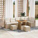 vidaXL Ensemble de canapé de jardin 9 Pièces Beige  Crème 80 x 80 x 71 cm