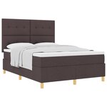 vidaXL Lit Box Spring avec Matelas Marron Foncé 160x200 cm Tissu
