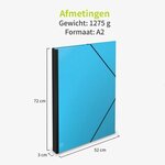 ACROPAQ Carton à dessin A2- 52 x 72 cm  XXL Grand  Avec fermeture élastique  Dos extensible pour plus d'espace- Turquoise