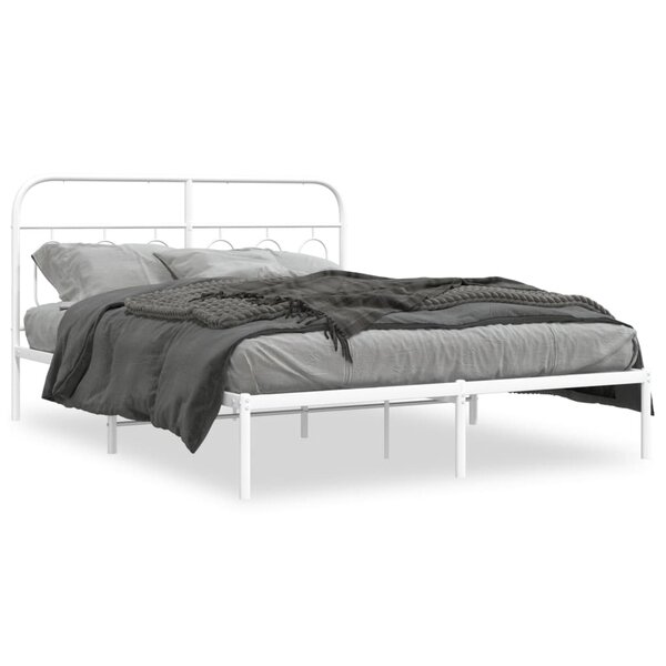 vidaXL Cadre de lit métal sans matelas et tête de lit blanc 150x200 cm