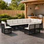 vidaXL Ensemble de canapé de jardin 11 pc Noir polyrotin