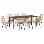 vidaXL Ensemble de salle à manger pour jardin 9 Pièces Marron Poly rotin
