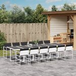 vidaXL Ensemble à manger de jardin avec coussins 13Pièces blanc textilène