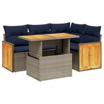 vidaXL Salon de jardin 5 Pièces avec coussins gris résine tressée