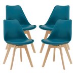 Lot de 4 chaises de salle à manger similicuir hêtre turquoise 03_0006767