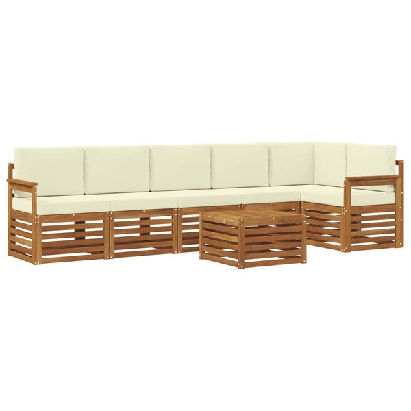 vidaXL Ensemble de canapé d'angle avec coussin 7 Pièces Naturel et Crème