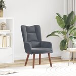 Chaise Relaxante vidaXL Velours Gris Foncé