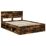 vidaXL Cadre de lit Chêne fumé 135 x 190 cm Pin massif