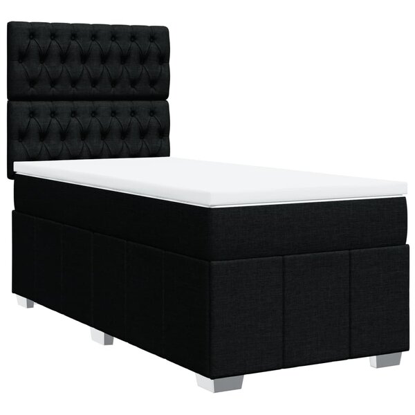 vidaXL Sommier à lattes de lit et matelas Noir 80x200 cm Tissu