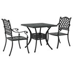 vidaXL Ensemble de tables de jardin 3 Pièces Noir Aluminium coulé