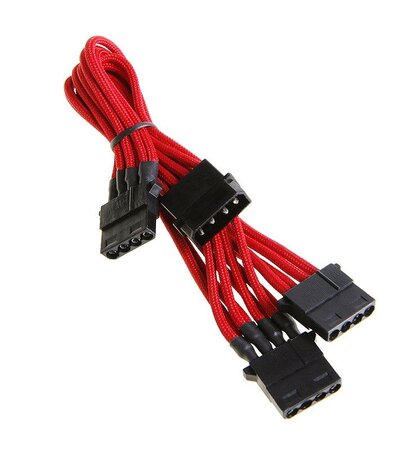 Cable adaptateur d'alimentation Bitfenix Molex vers 3 Molex(Noir/Gainé Rouge)