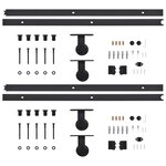 vidaXL Kits de fixation pour porte coulissante 2 Pièces 183 cm Acier Noir