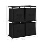 vidaXL Armoire de rangement avec 4 paniers tissu Noir 63x30x71cm Acier