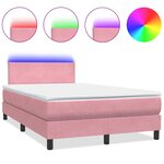 vidaXL Sommier à lattes de lit avec matelas et LED rose 120x220 cm velours