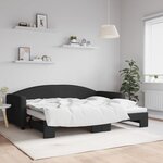 vidaXL Lit de jour avec lit gigogne noir 90x200 cm tissu