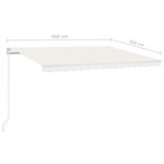 vidaXL Auvent manuel rétractable 450x350 cm Crème