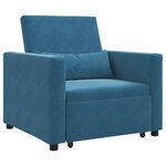 vidaXL Canapé-lit escamotable simple Bleu 90 x 165 x 87 cm Velours