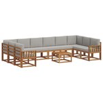 vidaXL Ensemble de canapés d'extérieur 11 Pièces Gris Naturel et Clair