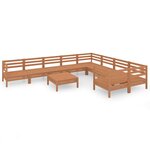 vidaXL Salon de jardin 10 Pièces Marron miel Bois de pin massif