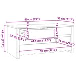 vidaXL Table basse Drammen Chêne 99 x 55 x 45 cm Bois massif en pin