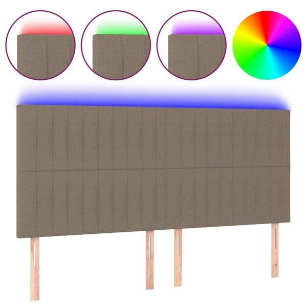 vidaXL Tête de lit à LED Taupe 160x5x118/128 cm Tissu