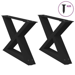 vidaXL Pieds de table basse 2 pièces Noir 60 x (30-31 3) cm Acier