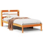 vidaXL Cadre de lit et tête de lit sans matelas cire marron 100x200 cm
